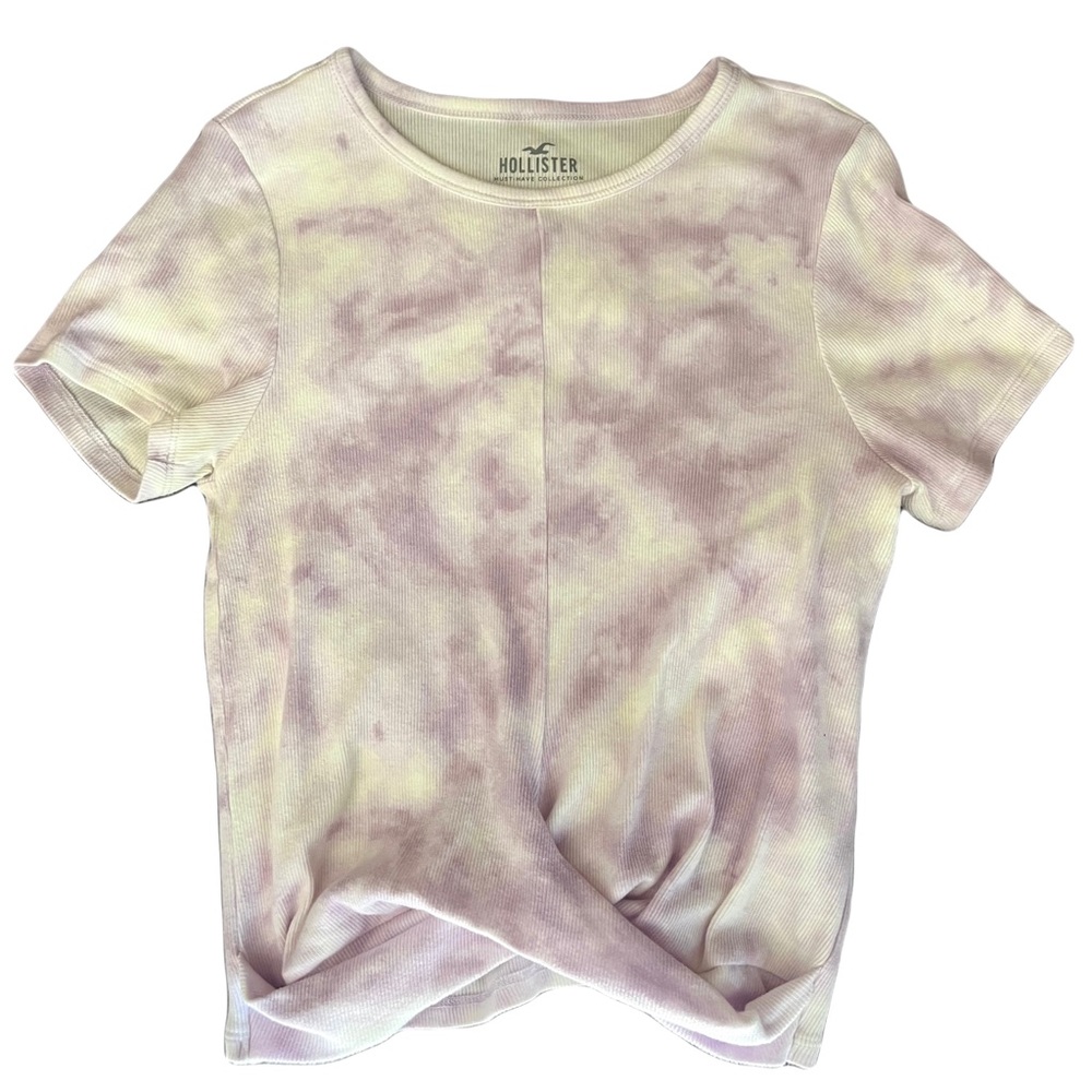 Hollister tie dye purple top wrapped at the bottom